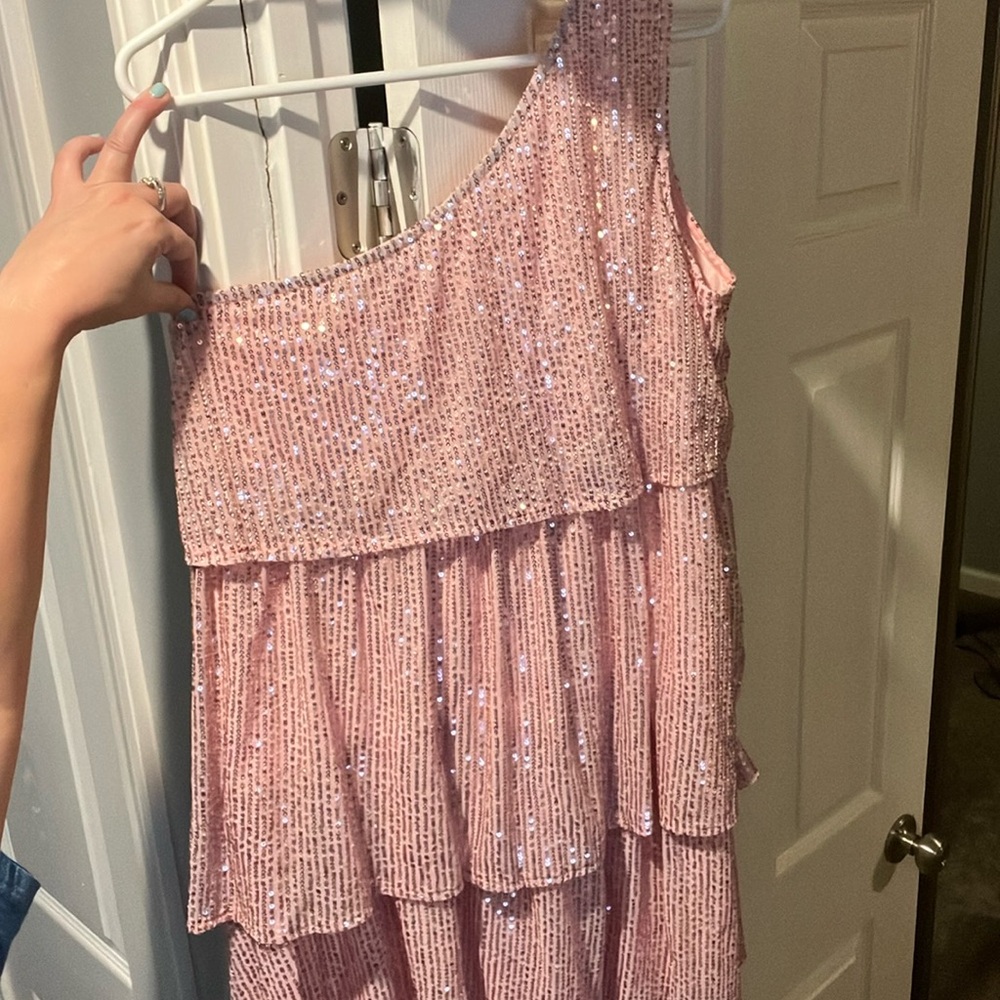 Pink sequin layered dress
